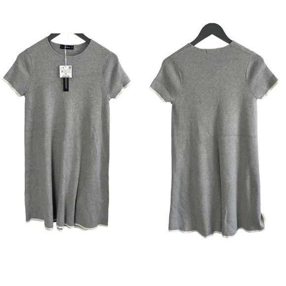 ZARA Knit Ribbed Grey Combo Dress - Picture 1 of 6